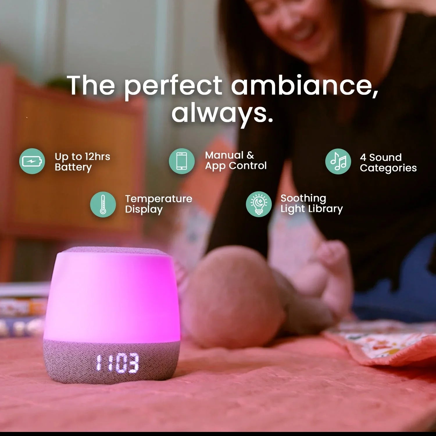 Babysense Dreamer 2.0: Baby Sleep Night Light & Sound Machine with White Noise - Babysense