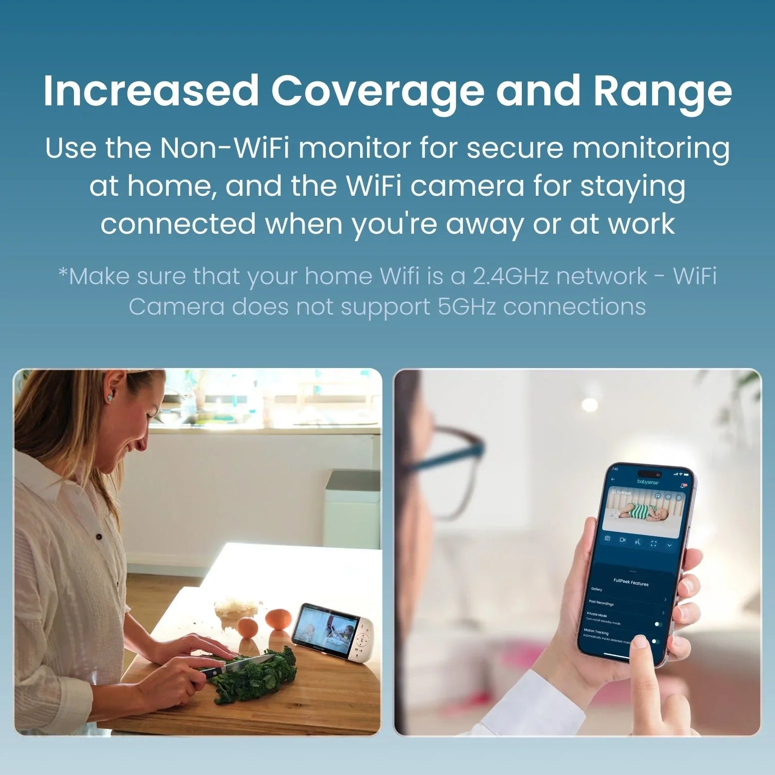 Babysense Full HD Baby Monitor with Camera and Audio & Bonus WiFi Security Camera with App for Remote Viewing - MaxView&FullPeek - Babysense