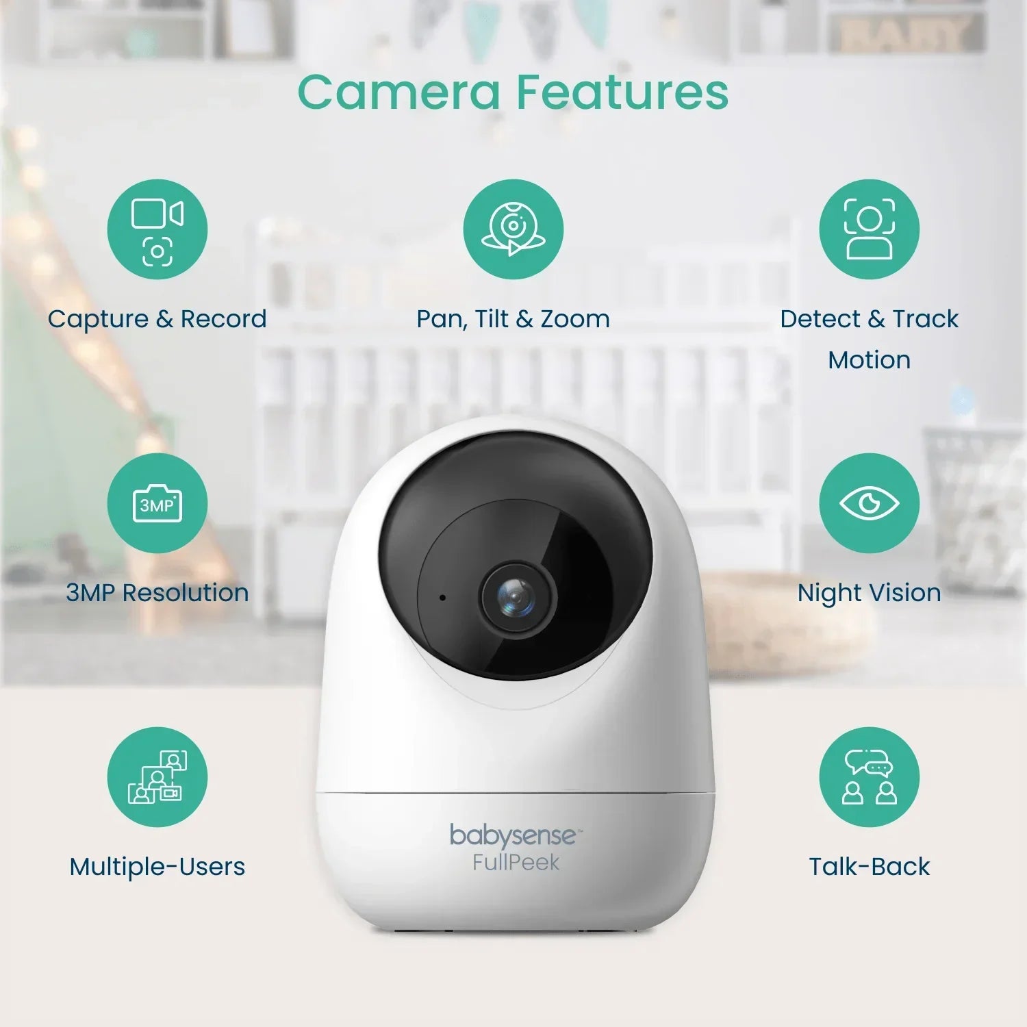 Babysense FullPeek Smart WiFi Baby Monitor with 3M Super HD Camera - Babysense