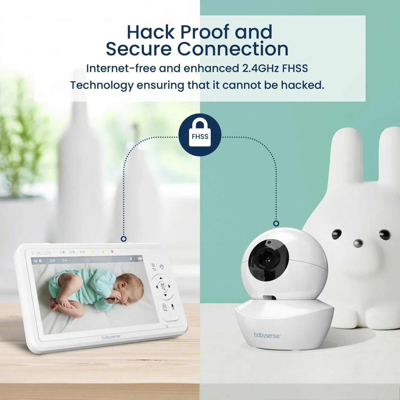 Babysense HD S2: Video Baby Monitor with 2 Cameras, Non Wifi, Split Screen & Night Light Machine - Babysense