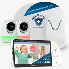 Babysense HOME 2-in-1 Baby Monitor Set with 2 Cameras, 1080p Video & Breathing Motion Detection
