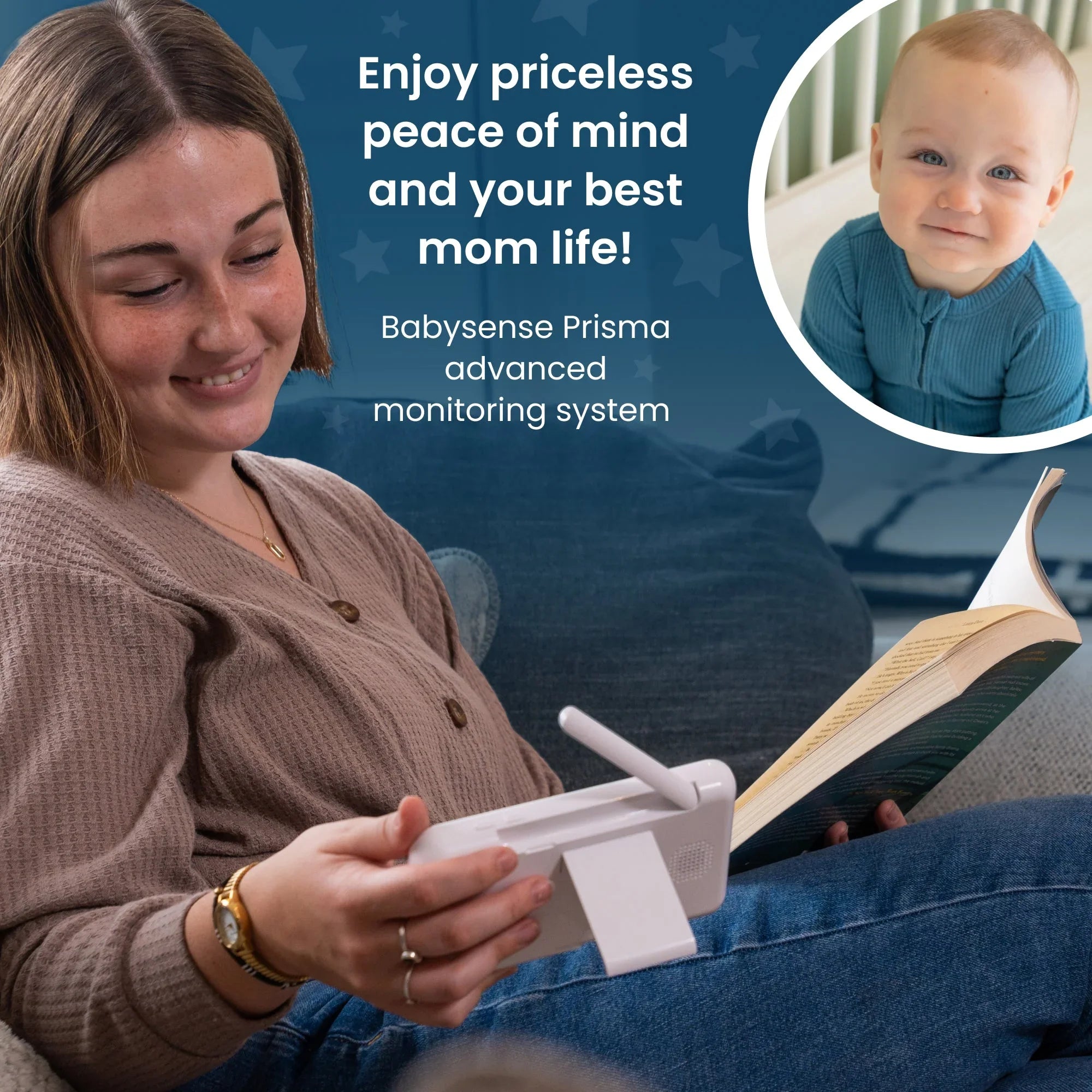 Babysense Prisma: Video Baby Monitor with 1 Camera, Non Wifi, Split Screen, Night Light & Sound Machine - Babysense