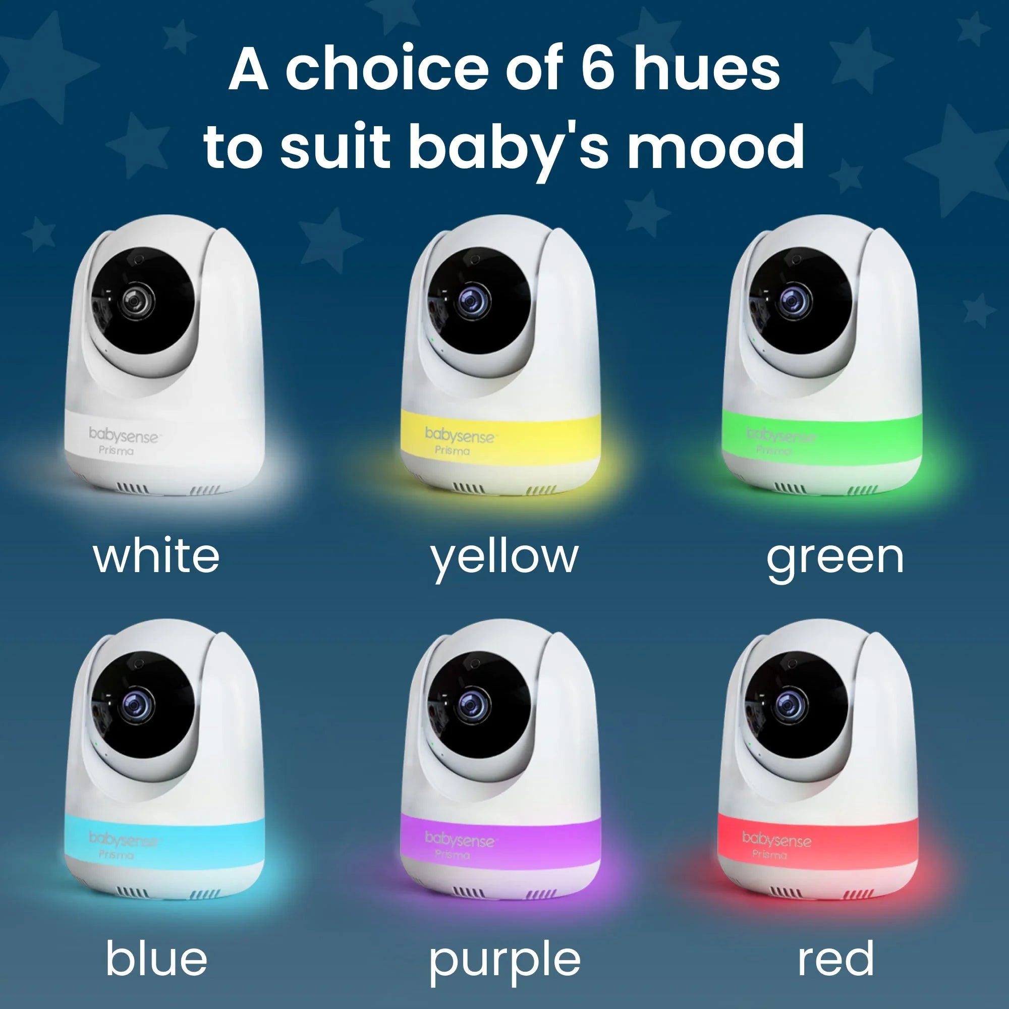 Babysense Prisma: Video Baby Monitor with 2 Cameras, Non Wifi, Split Screen, Night Light & Sound Machine - Babysense