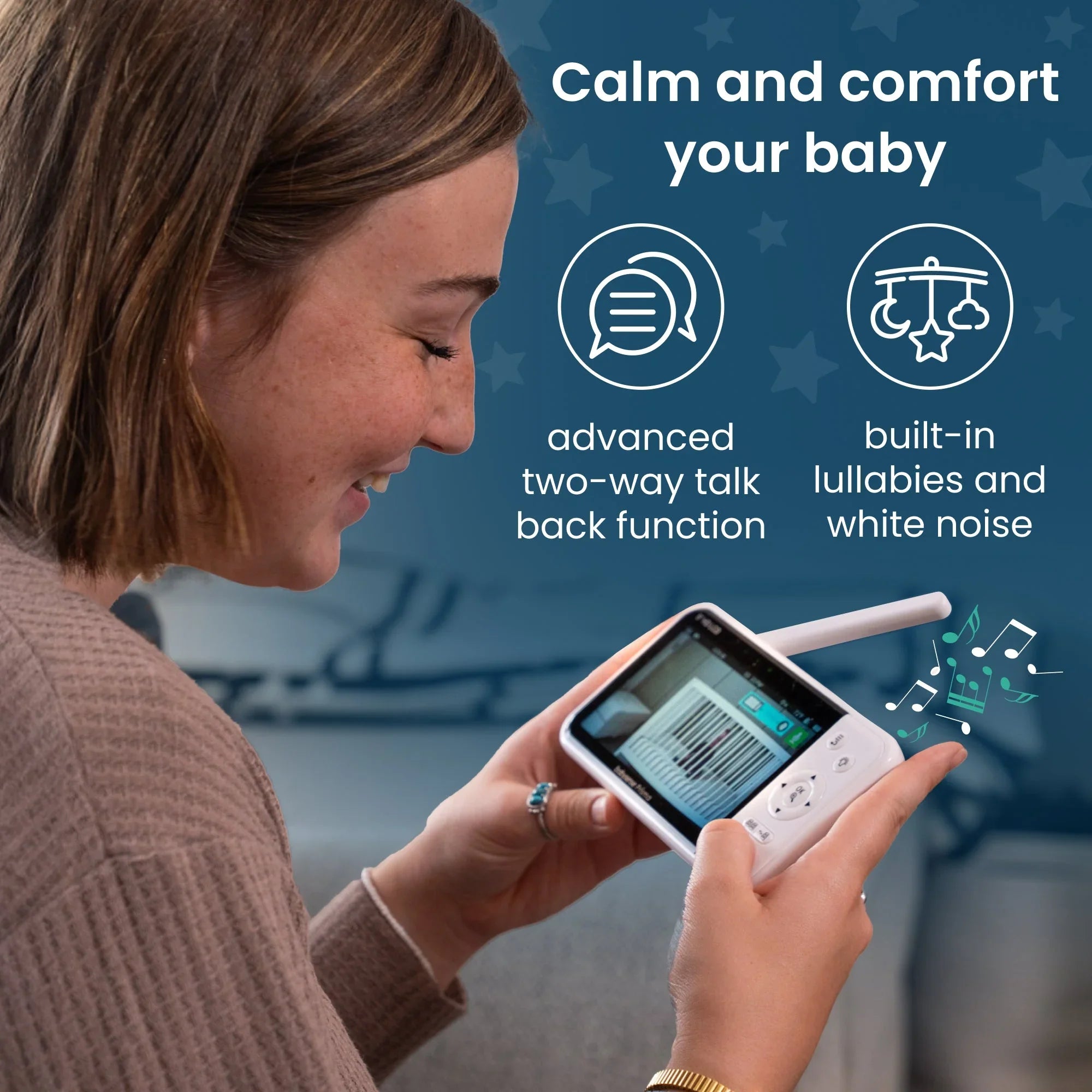 Babysense Prisma: Video Baby Monitor with 2 Cameras, Non Wifi, Split Screen, Night Light & Sound Machine - Babysense