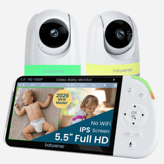Babysense PRO | 5.5" Non-WiFi Baby Monitor with Split Screen (2-Camera)