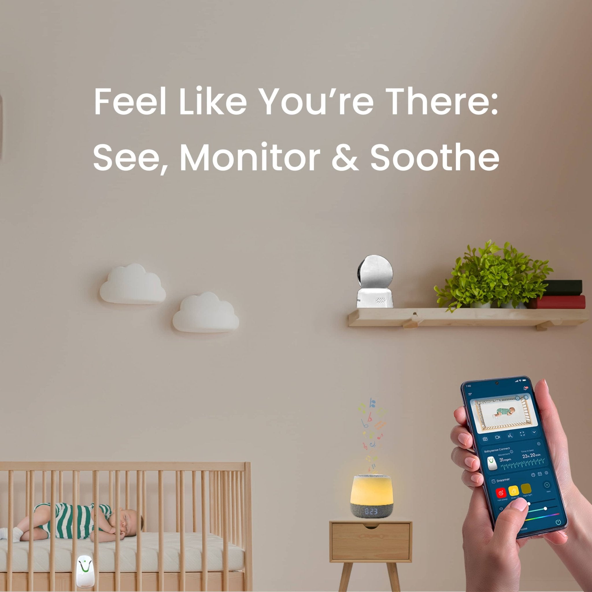 Babysense Smart Nursery: Video Baby Monitor, Breathing Motion, Night Light & Sound Machine - Babysense