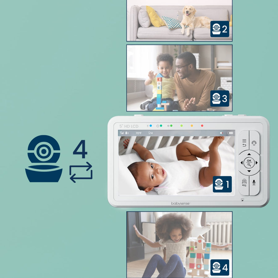 Babysense HD S2 Video Baby Monitor with 2 Cameras, Non Wifi, Split Sc