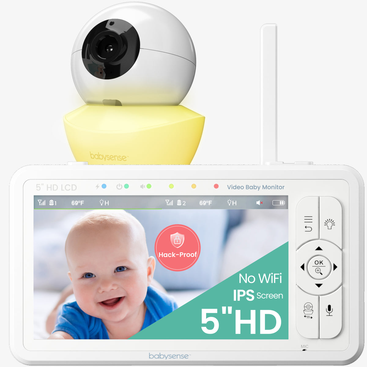 Babysense HD S2: Video Baby Monitor, One Camera, Non wifi,  Night Light & Sound Machine