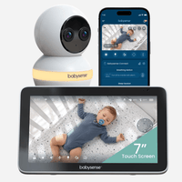 Babysense 7" Touchscreen Smart WiFi Baby Monitor with Camera and Audio, 4MP Dual - Lens Camera, AI Tracking, Focus Area, Cry Detection, 6X Zoom, Night Light, Split - Screen, 2 - Way Talk, 5200mAh Battery - Babysense
