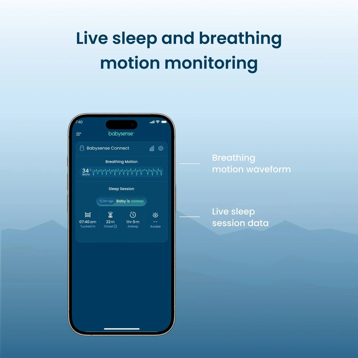 Babysense Connect Sleep Monitor: Baby Breathing Motion with Sleep Anal