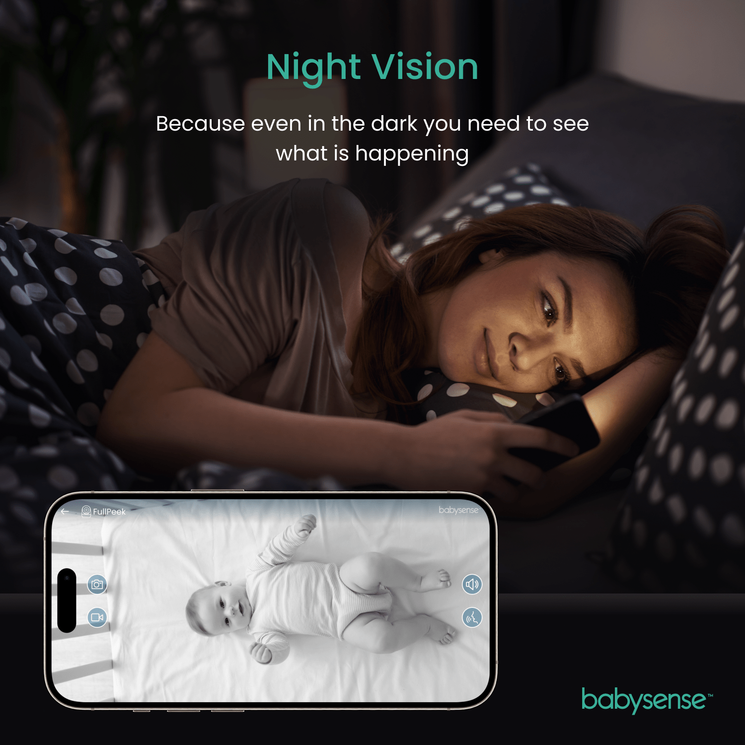 Babysense FullPeek Smart WiFi Baby Monitor with 3M Super HD Camera - Babysense