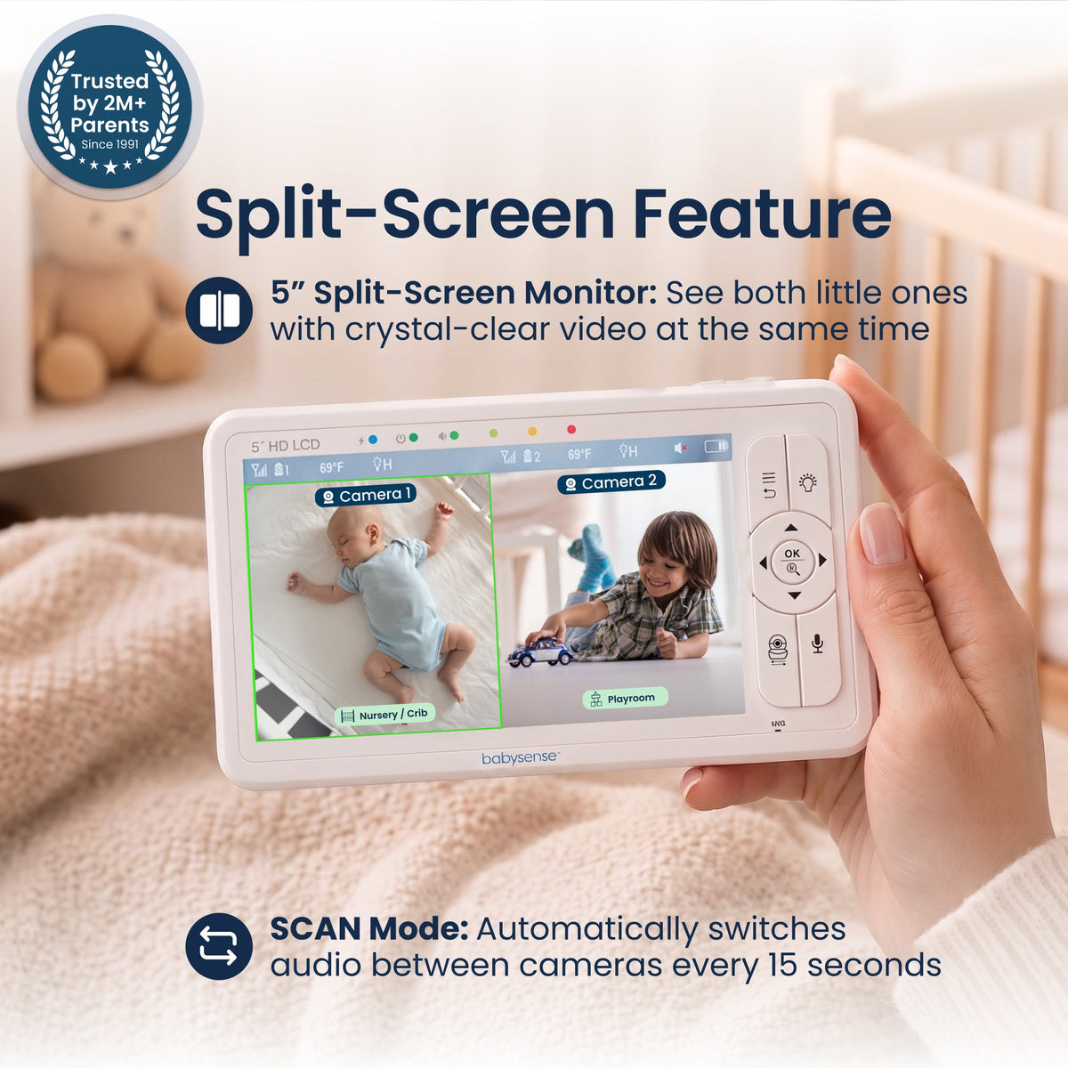 Babysense HD S2: Video Baby Monitor, One Camera, Non wifi, Night Light & Sound Machine - Babysense