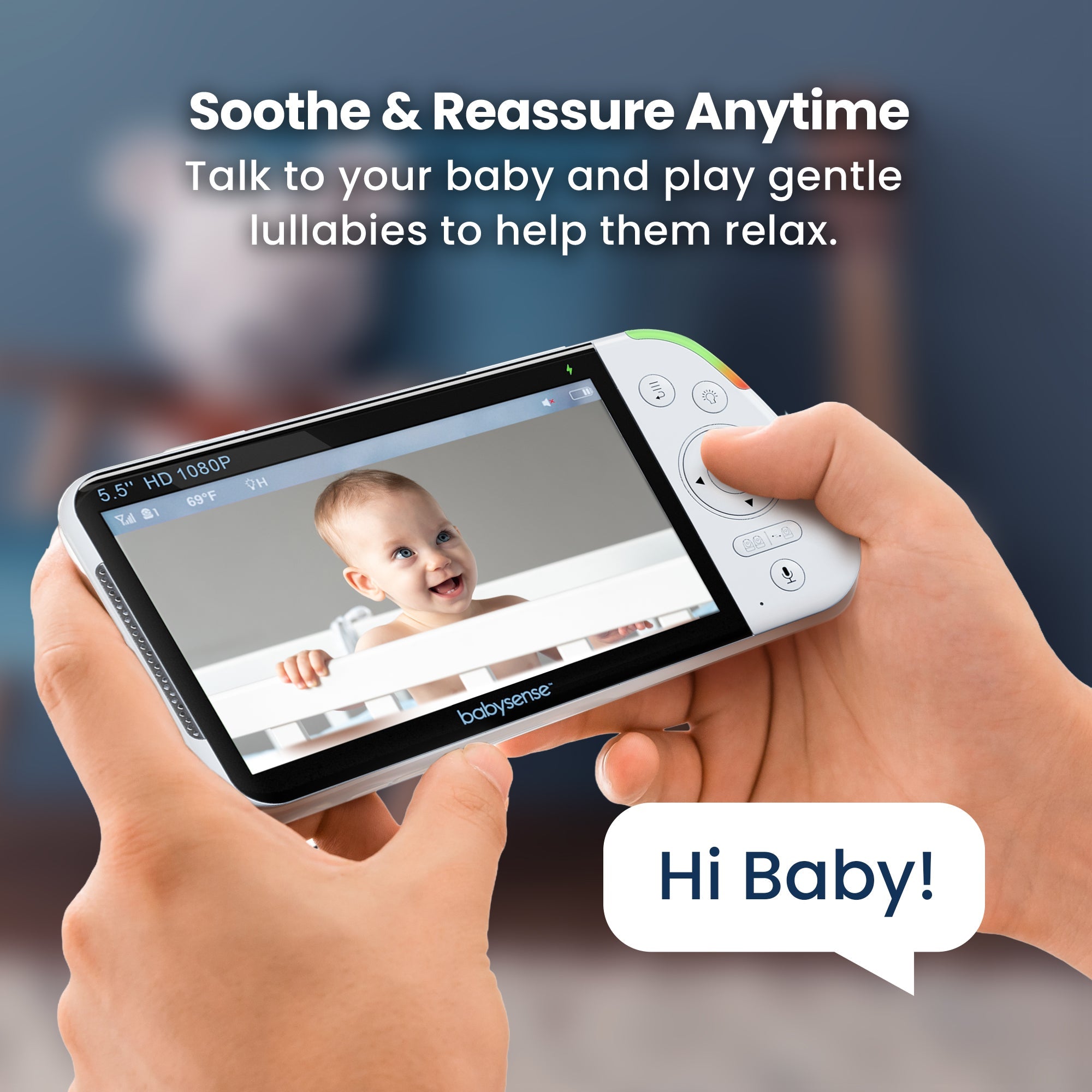Babysense MaxView PRO: Video Baby Monitor with 2 Cameras, Non Wifi, Split Screen, Night Light & Sound Machine - Babysense
