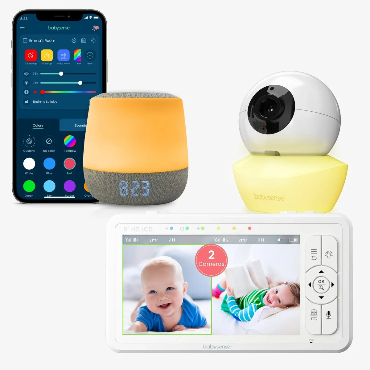 Babysense Sleep & Monitor Pack: Video Baby Monitor with HD Camera & Sm