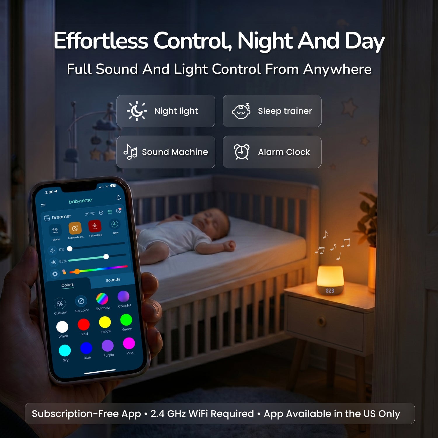 Babysense Sound & Light Machine with White Noise - Babysense