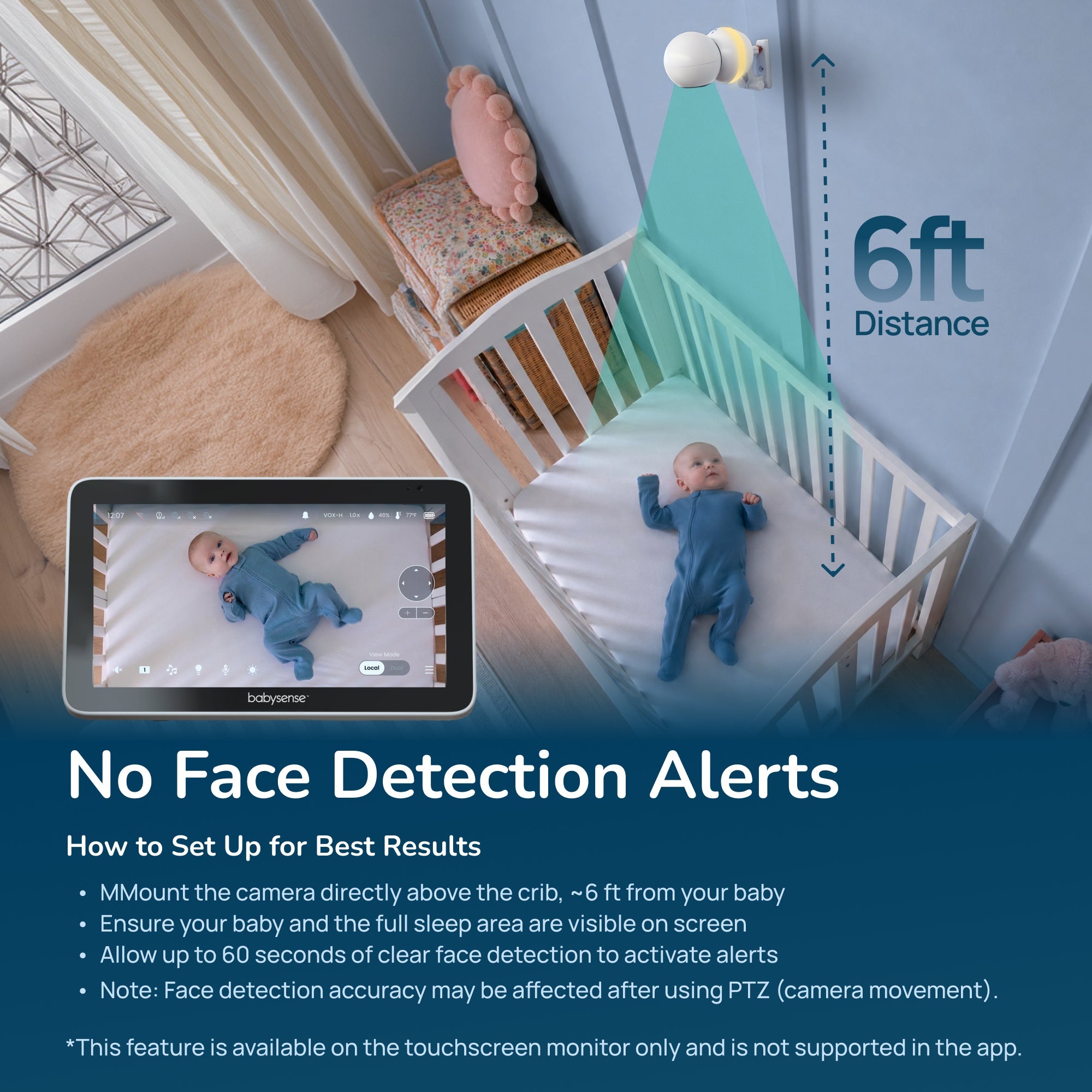 Babysense Touch - Smart WiFi Baby Monitor With 7" Touchscreen, 1 Cam - Babysense