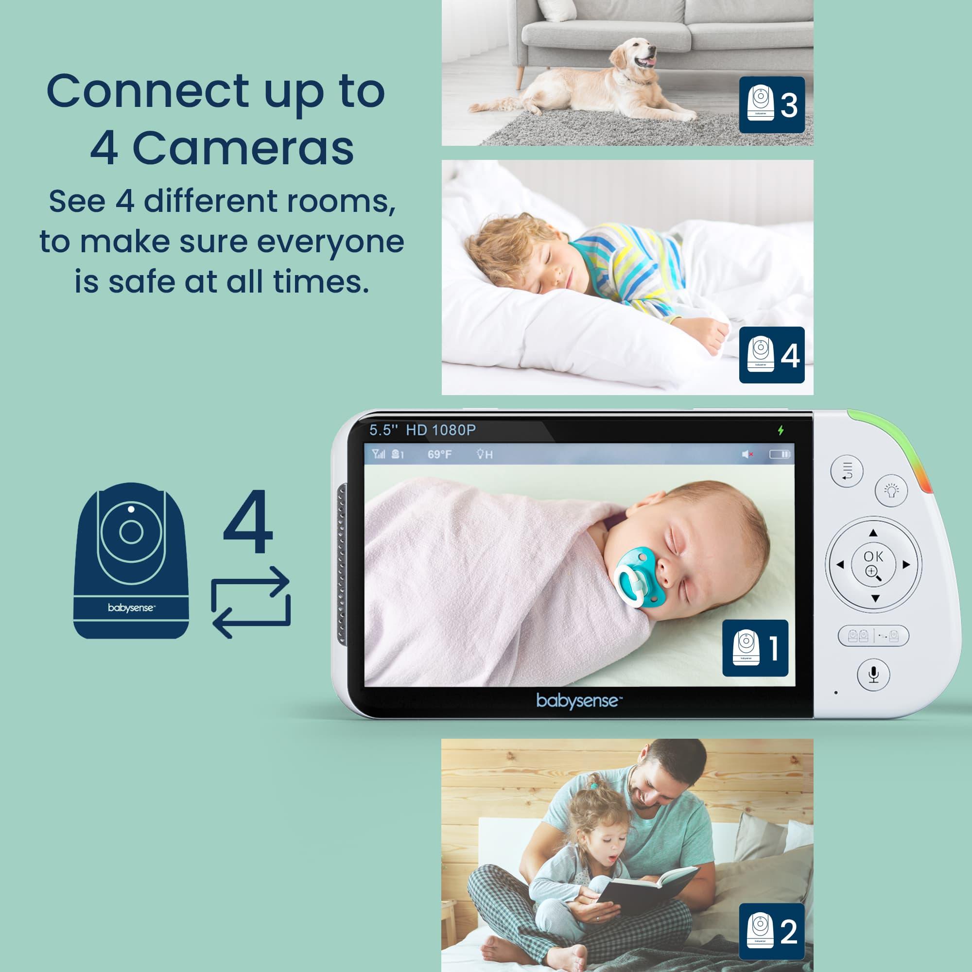 MaxView 5.5 Inch 1080p Full HD Split-Screen Baby Monitor - Babysense