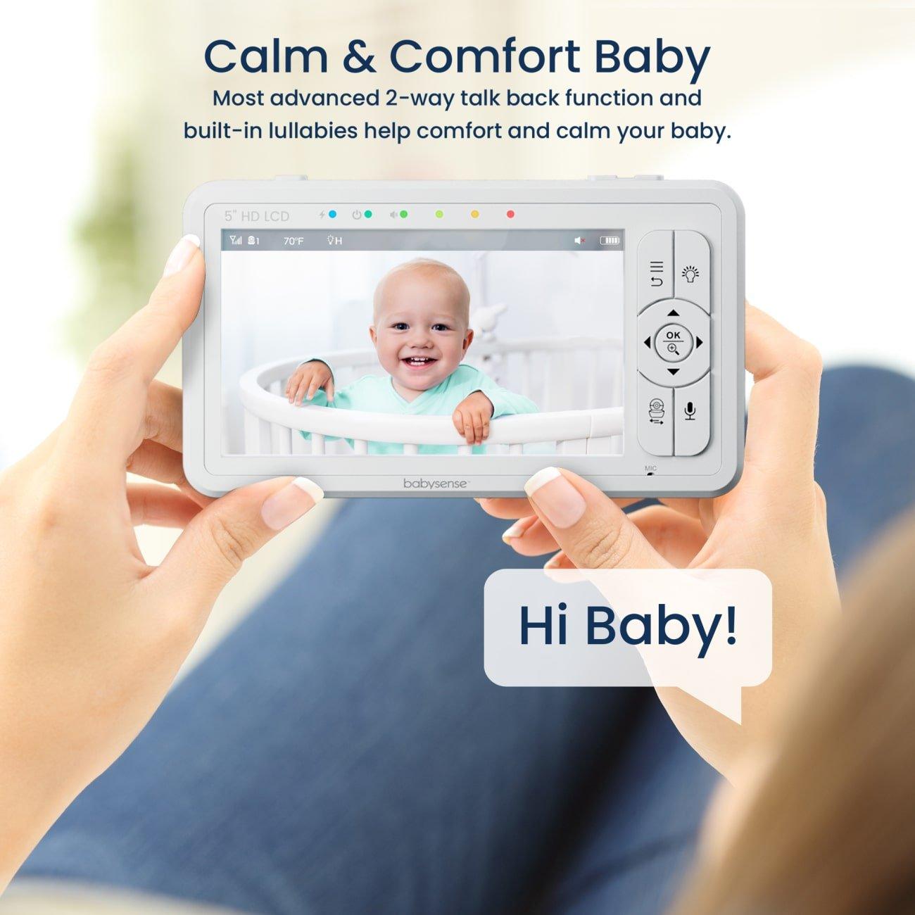 Blemil Baby Monitor with 30-Hour Battery, 5 Large Split-Screen Video Baby  Monitor with Camera and Audio, Remote Pan/Tilt/Zoom Camera, Two-Way Talk