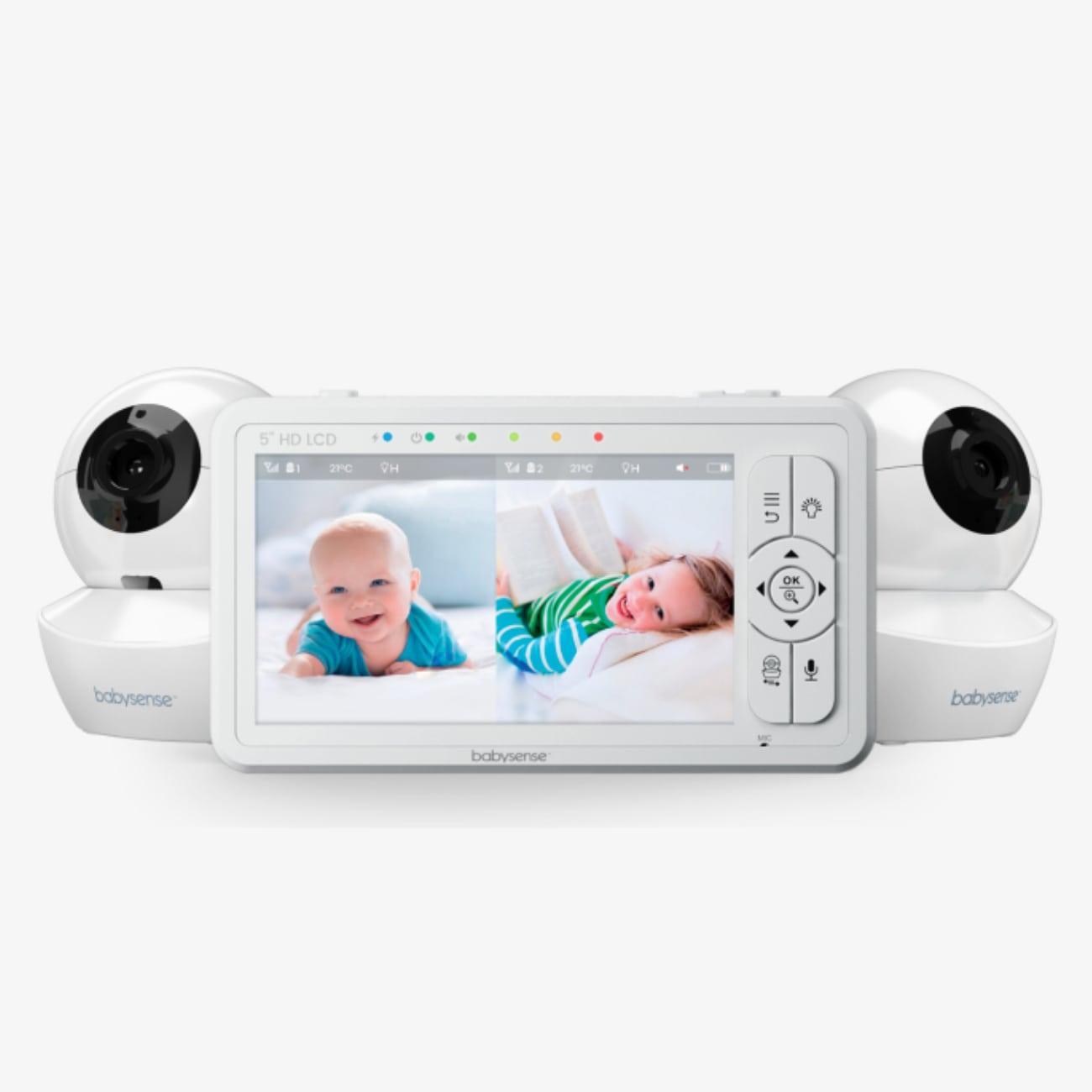 Babysense 5.5” 1080p Full HD Split-Screen Baby Monitor, Video Baby Monitor  with Camera and Audio, Two PTZ Cameras, RGB Night Light, 300m Range,  Two-Way Audio, 4x Zoom, 5000mAh Battery : : Baby